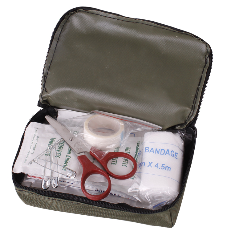 Apteczka Pierwszej Pomocy Turystyczna MIL-TEC First Aid Kit MAŁA Olive Kolor zielony