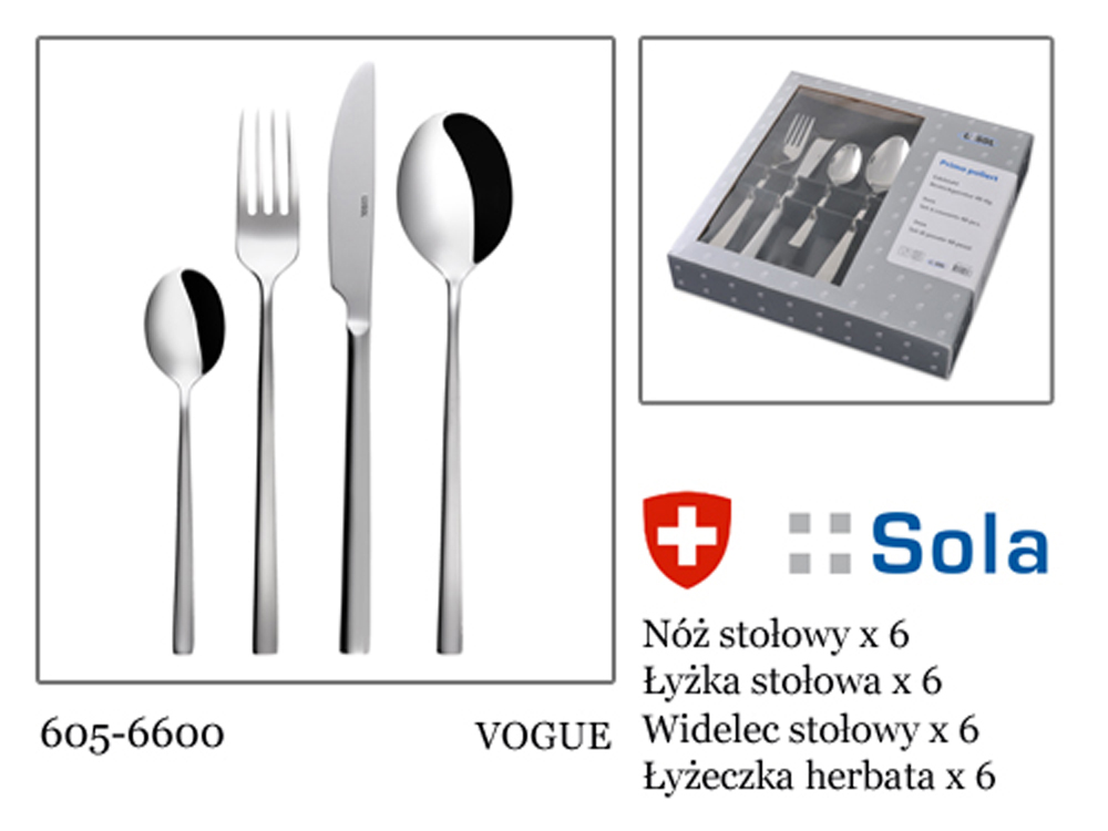

Kpl. sztućców 24 el. Vogue Lusol Sola Szwajcaria