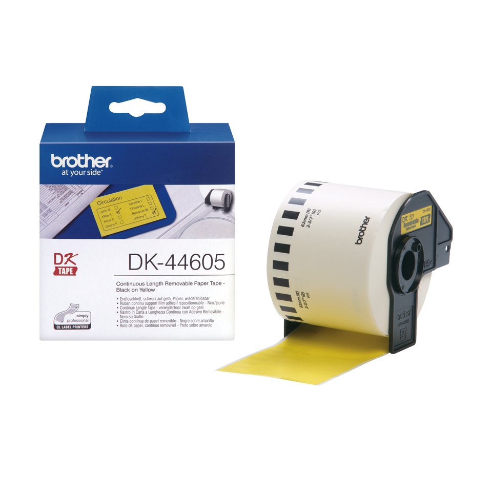 Brother Dk 44605 (papírová role žlutá 62mm x 30,48m) snadno odstranitel