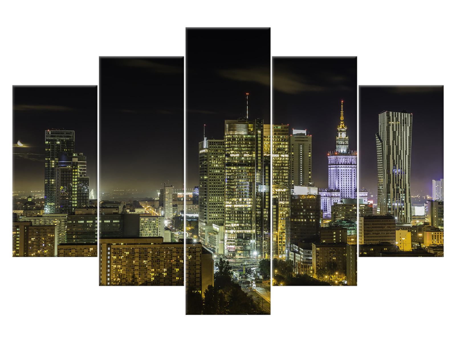 

Obraz Warszawskie śródmieście nocą 150x100 Pejzaż