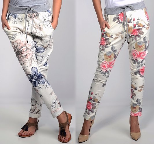 Alur SPODNIE dresowe KWIATY! BAGGY bawełna M/38 Fason baggy