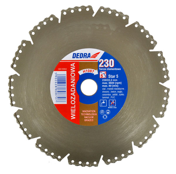DEDRA H1087 Tarcza diamentowa wielozadaniowa 230x22,2mm VACUUM BRAZED