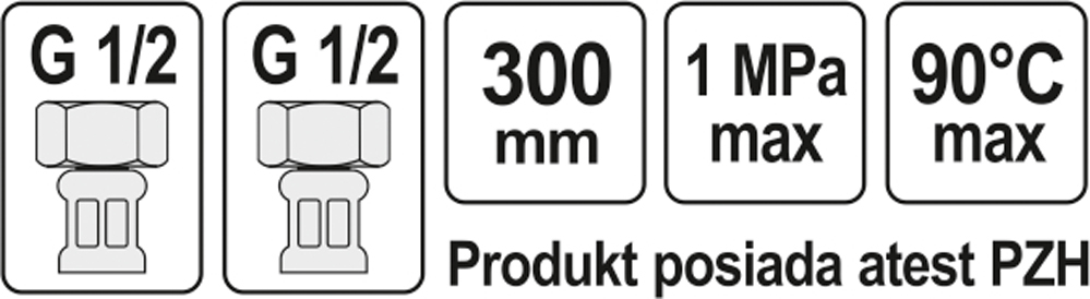 WĄŻ WĘŻYK ELASTYCZNY DO WODY F/F 1/2` 1/2` 300MM Marka Fala
