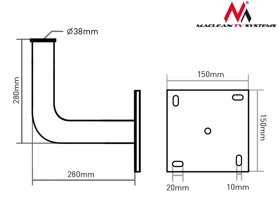 MASZT UCHWYT DO ANTENY CZASZY SATELITARNEJ 28 CM Model MCTV-792