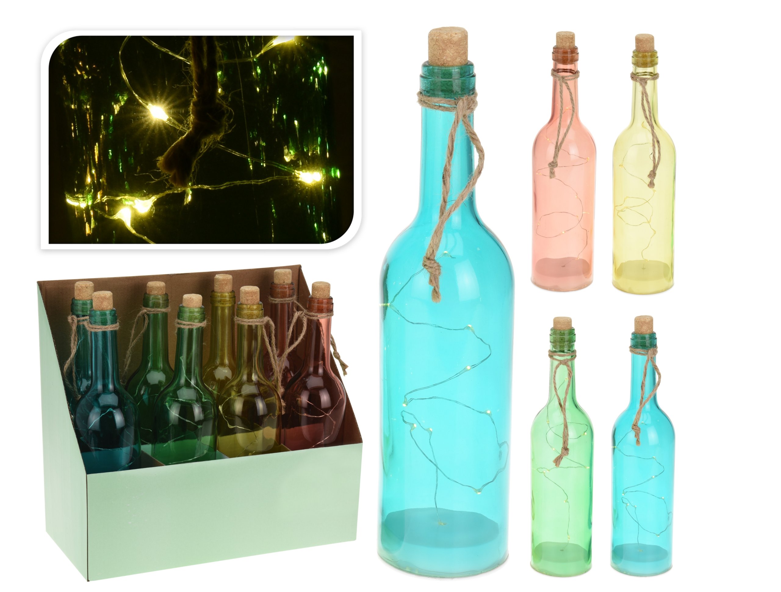 RÓŻOWA SZKALNA BUTELKA LAMPKA LAMPION LED 30cm Marka Koopman