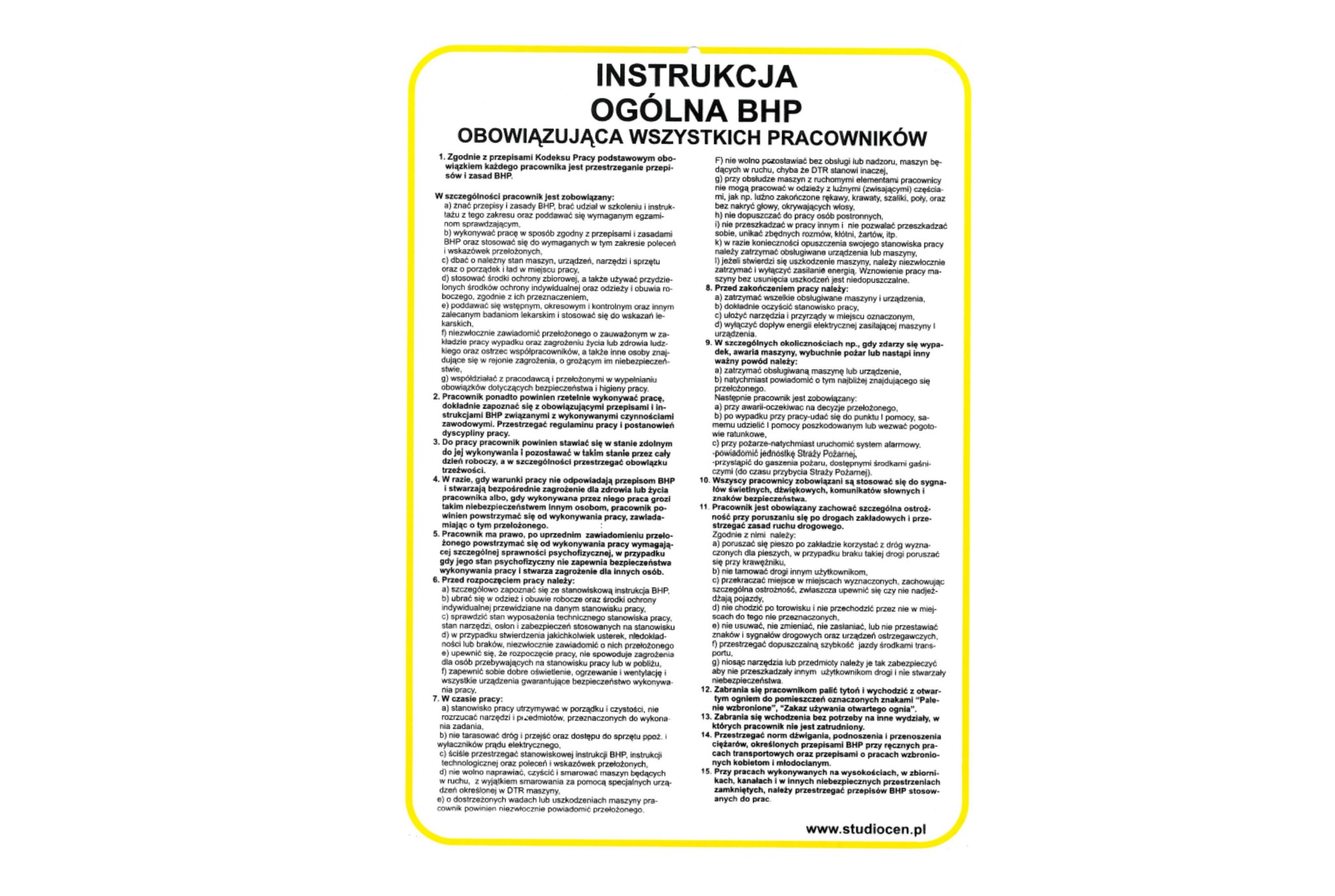 

Instrukcja Ogólna Bhp pcv 25x35 cm