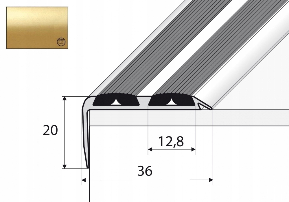 Zdjęcia - Drabina A37N Listwa schodowa antypoślizgowa 120cm Złoto