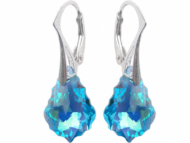 

Kolczyki Swarovski Baroque 16mm Aquamarine Ab