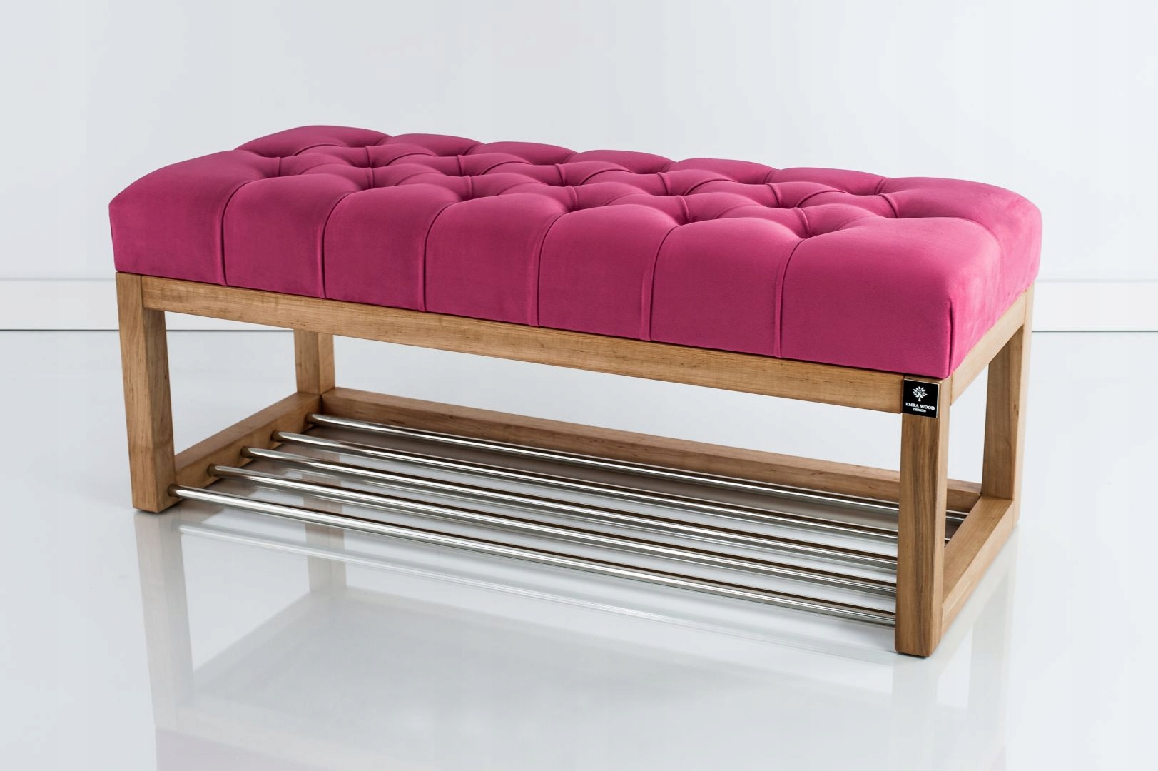 65 Producent Ławka Pikowana Różowa EMRA WOOD Materiał korpusu drewno