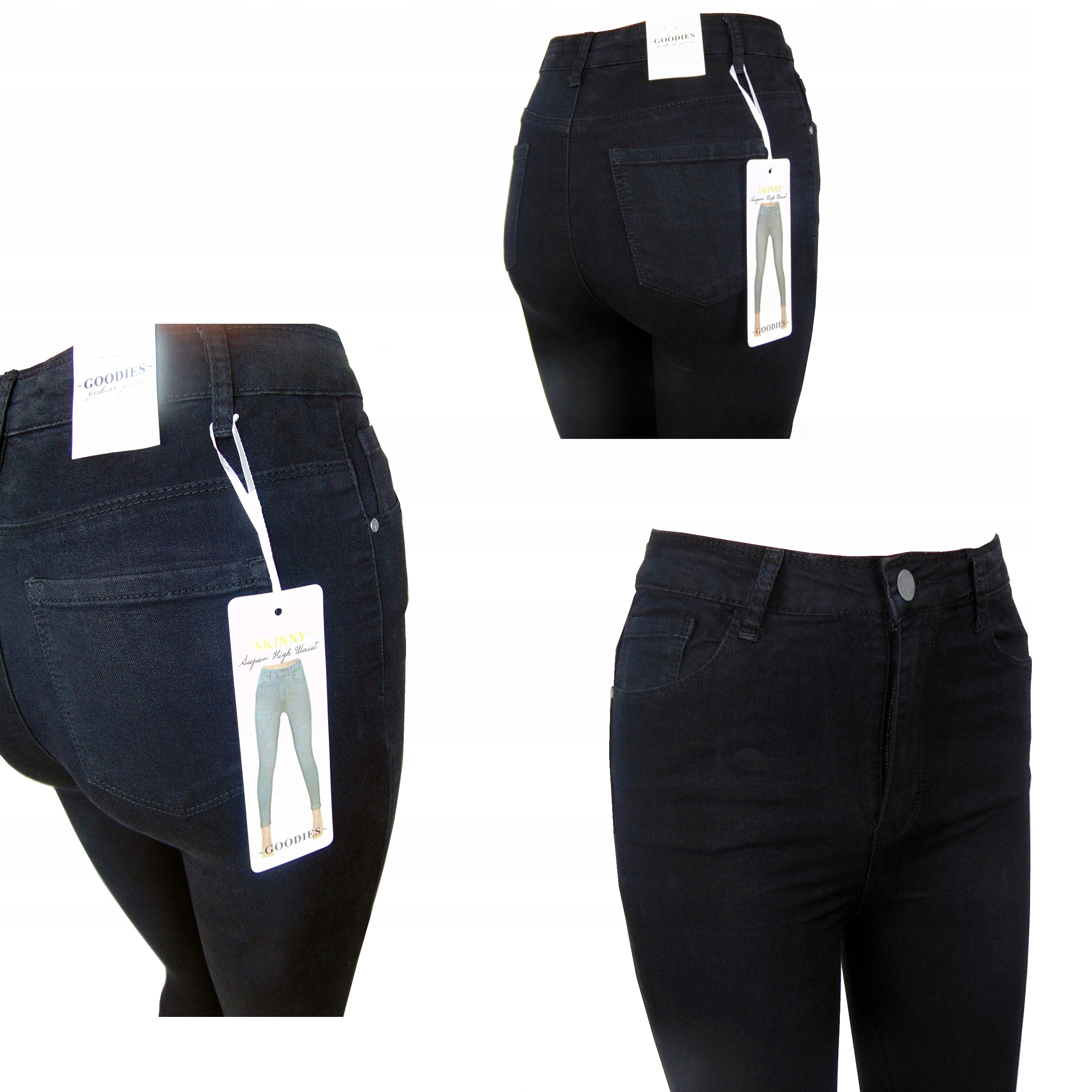 

Spodnie jeans Goodies czarne rurki wysoki stan 40