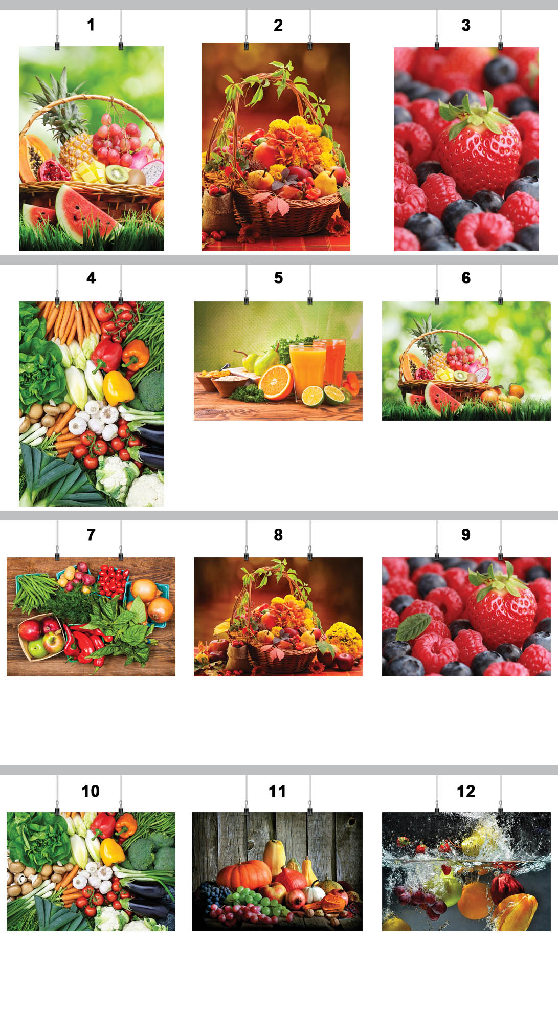 PLAKAT OWOCE WARZYWA 50x70 CM 14 WZORÓW MATOWY Marka inna