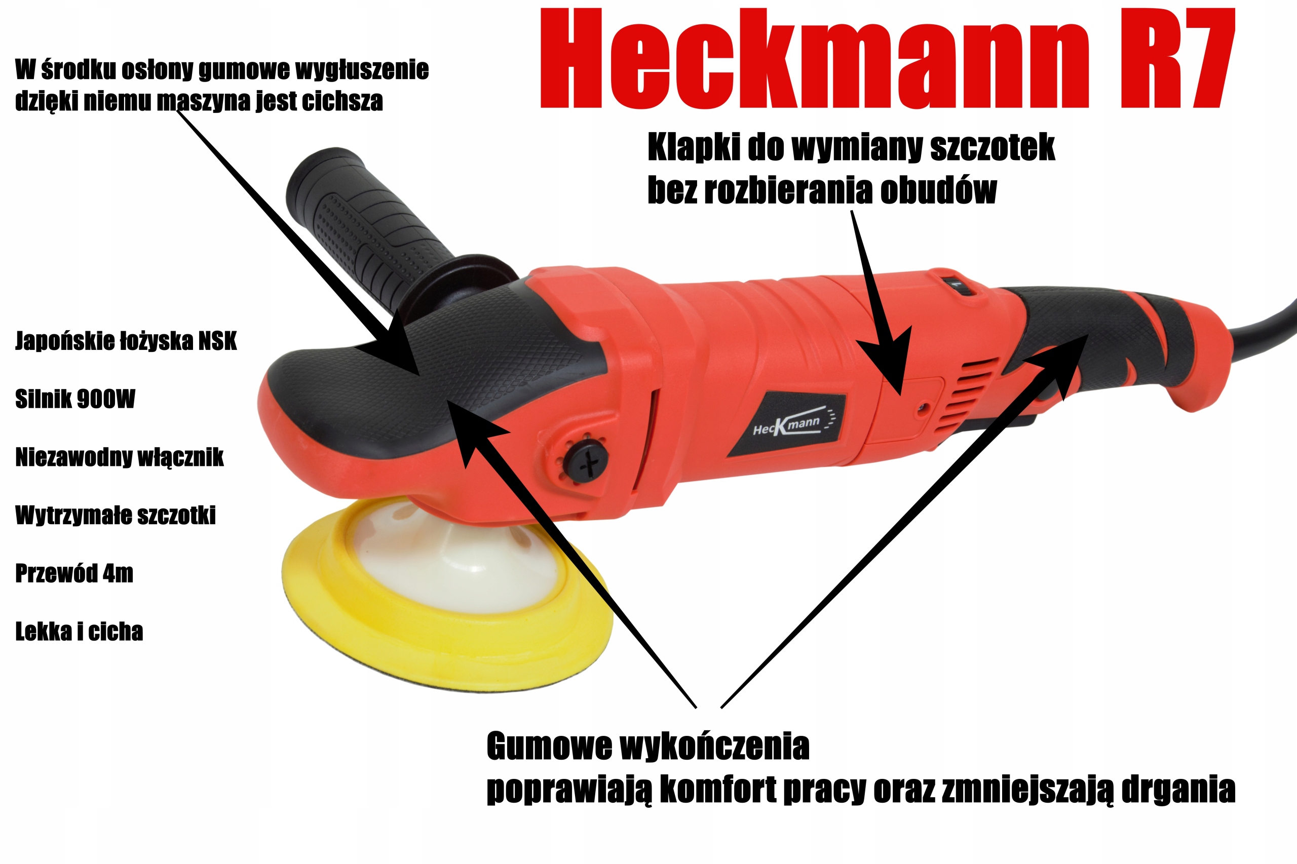 MASZYNA POLERSKA POLERKA ROTACJA HECKMANN R7 NEW Power 900 W