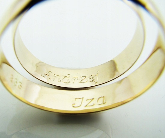 ZŁOTE OBRĄCZKI Z IMIONAMI NA ZEWNĄTRZ !!!! Materiał Białe złoto Żółte złoto