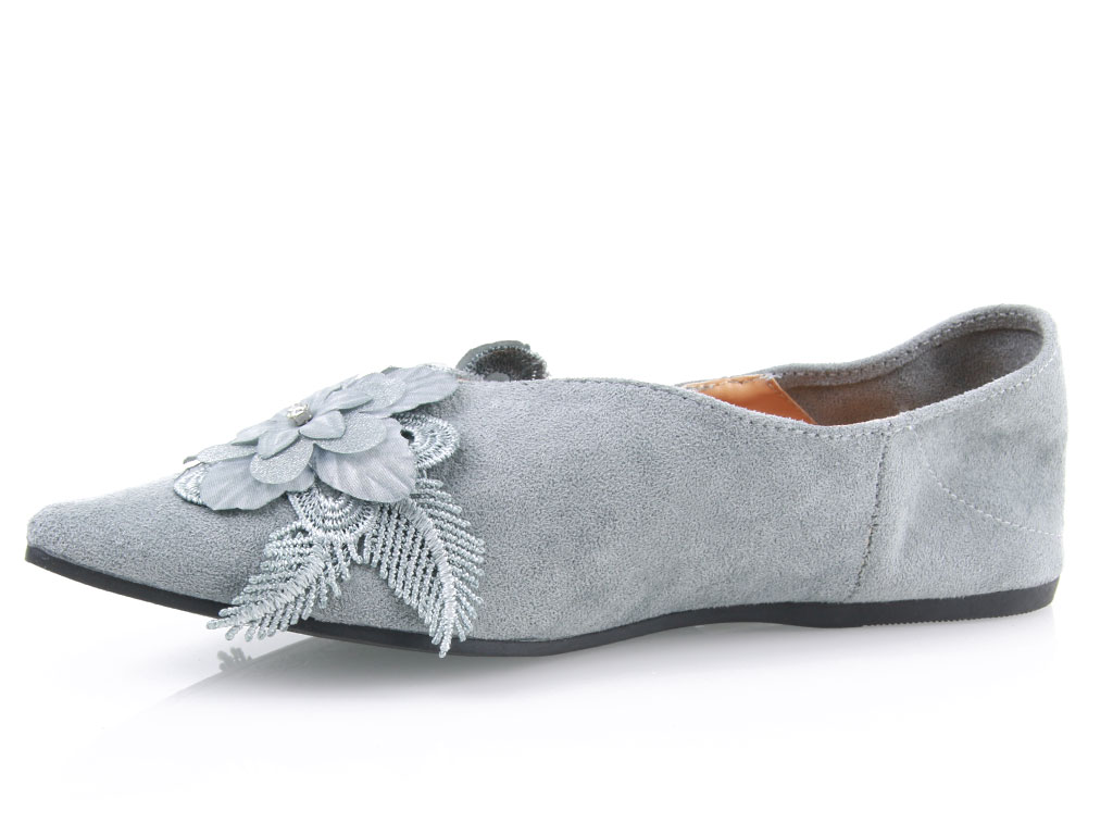 

Baleriny W Szpic Buty Zamszowe Szare A4F9 38