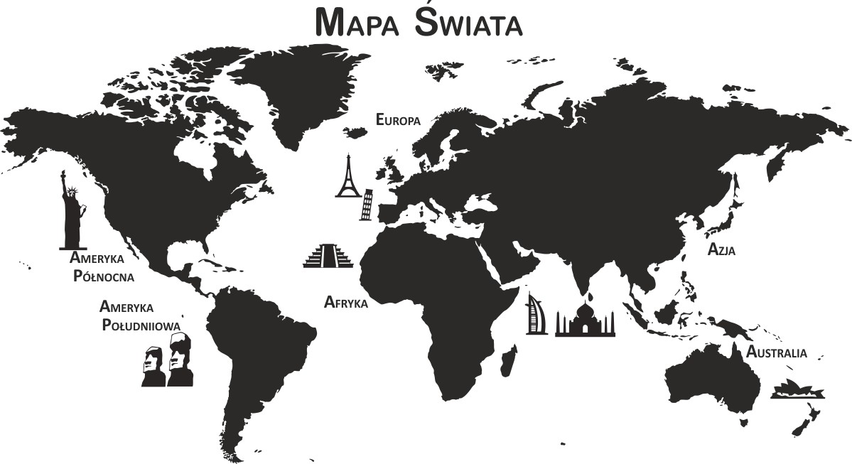 НАКЛЕЙКА НА СТЕНУ Стены КАРТА МИРА 4XL