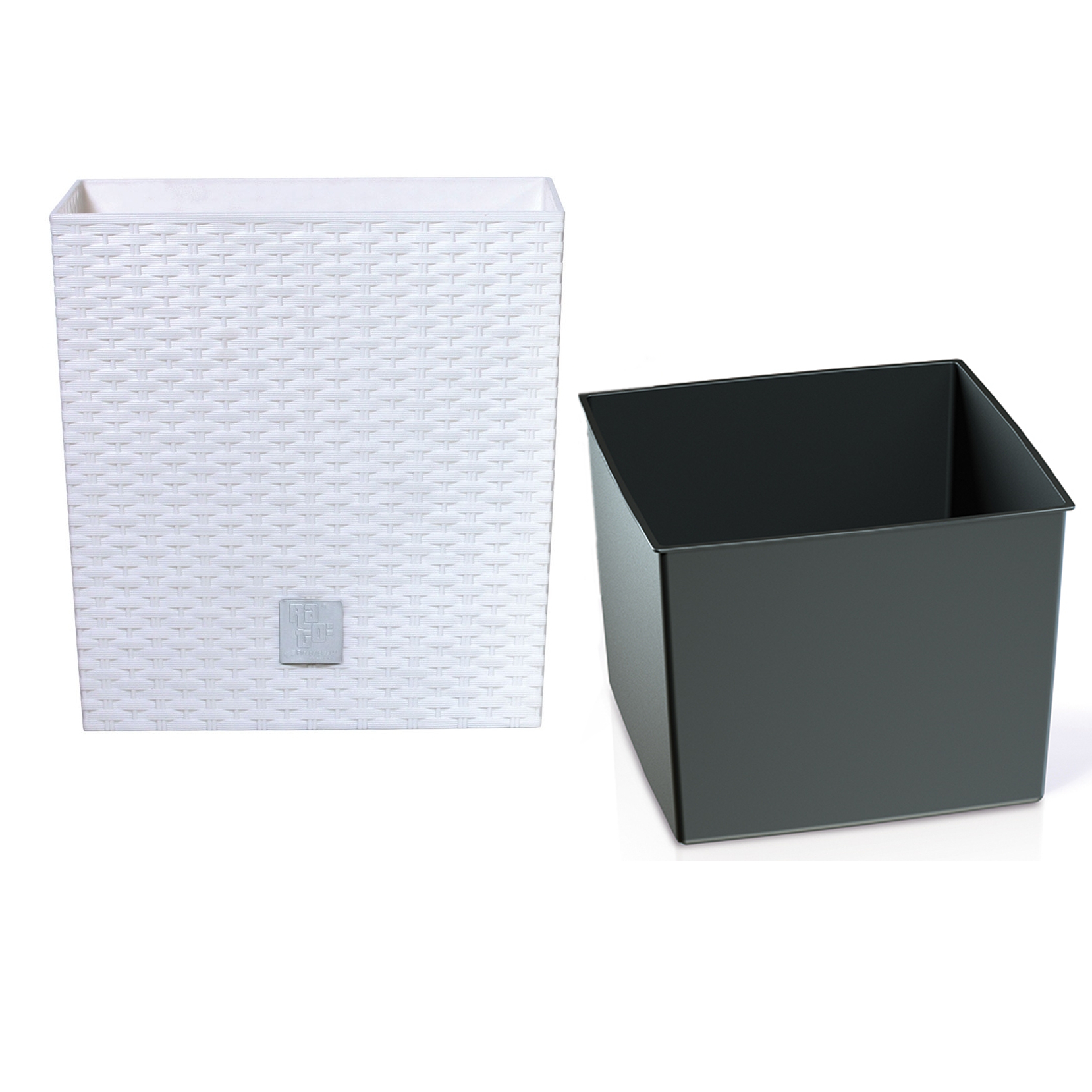 

Niska Doniczka z wkładem 20x20cm Rattan Kwadratowa