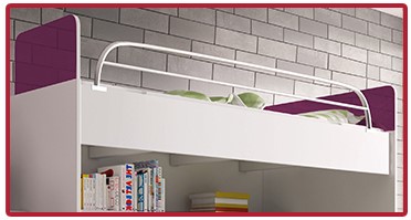 Łóżko piętrowe RAJ 2 BETA - długa barierka, różowy połysk Szerokość mebla 120 cm