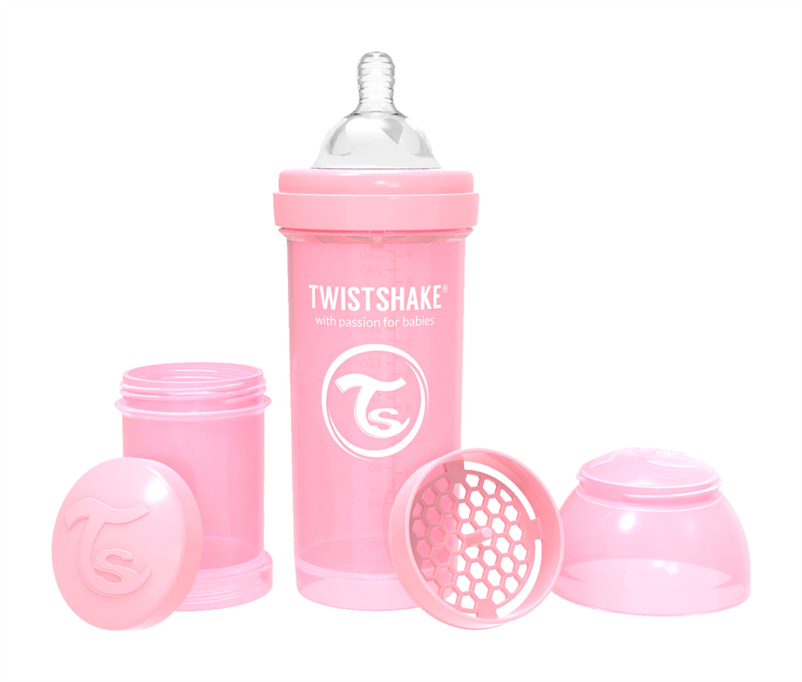 

TwistShake Butelka antykolkowa 260ml różowa 2m+
