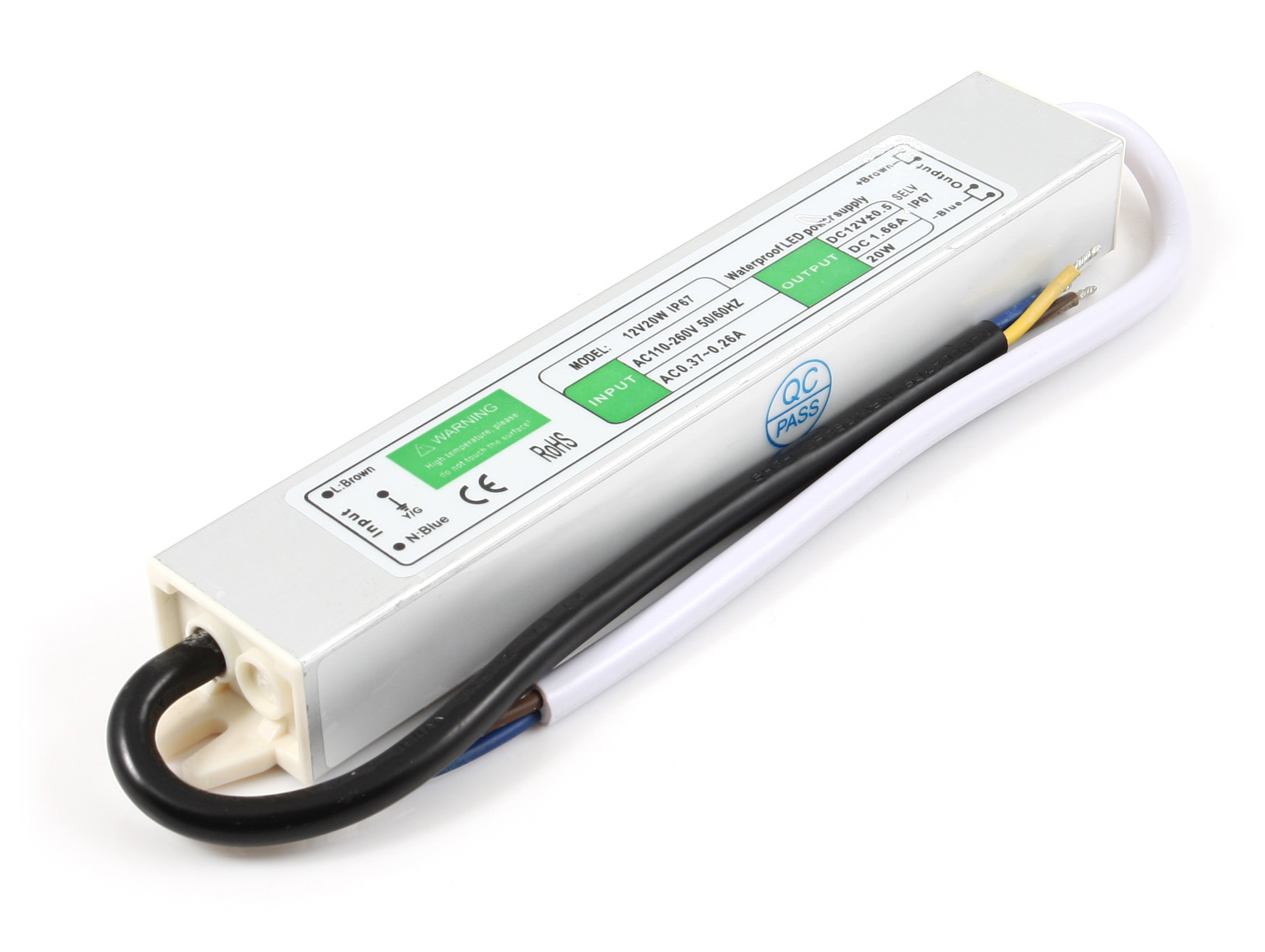 

Zasilacz 12V 20W 1.6A IP67 Wodoodporny Do Taśm Led