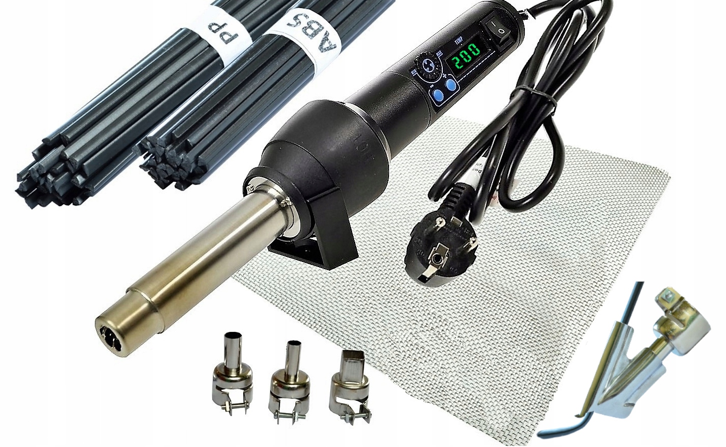 Spawarka do plastiku WEP 8858-I + 3x dysza + BUT, plastik, siatka