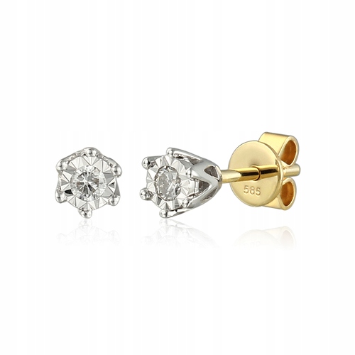 

Eleganckie Kolczyki 585 Diamenty Sztyft Prezent