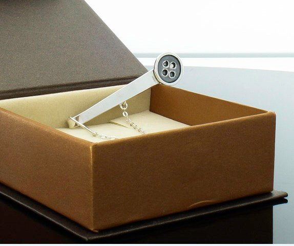 Unikatowa srebrna spinka do krawata GUZIK GUZIKIEM Marka Inna marka