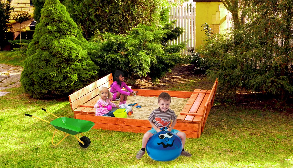 ZESTAW PIASKOWNICA +STOLIK Z ŁAWECZKAMI+PIŁKA Długość 120 cm