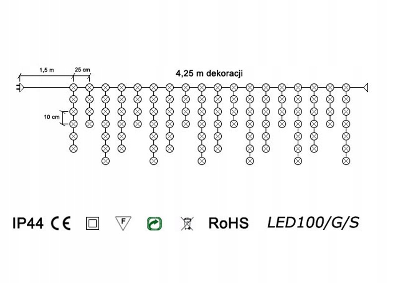 Lampki zewnętrzne 100 LED sople + dodatkowe gniazd Marka inna