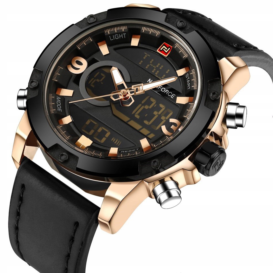 

Zegarek męski Naviforce Analog+lcd Skóra 5 Kolorów