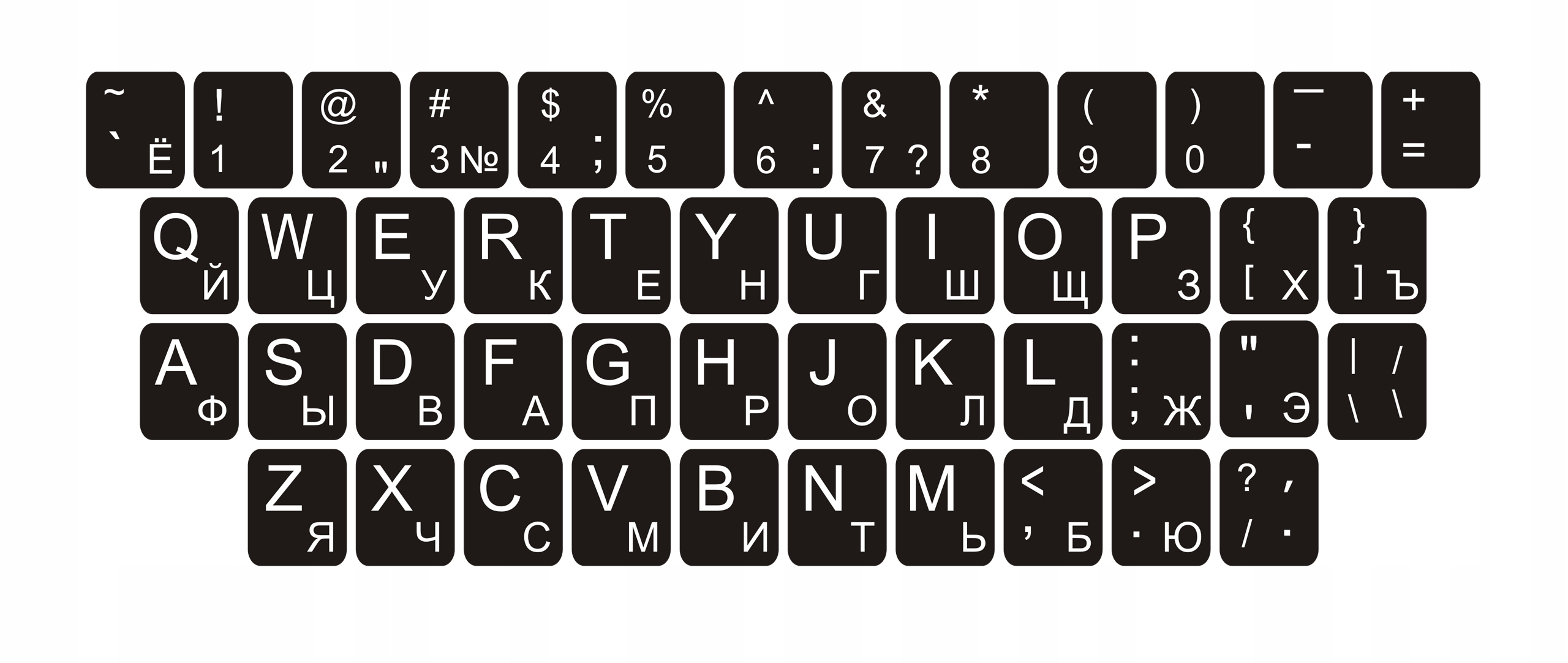 

Naklejki na klawiaturę Qwerty + Cyrylica 11x13 mm
