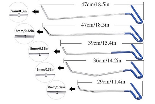 Druty PDR heble lance 5szt usuwanie wgniecen PL Mark Super PDR