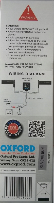 OF692 PODGRZEWANE MANETKI OXFORD PREMIUM SPORT V8 Part number OF692