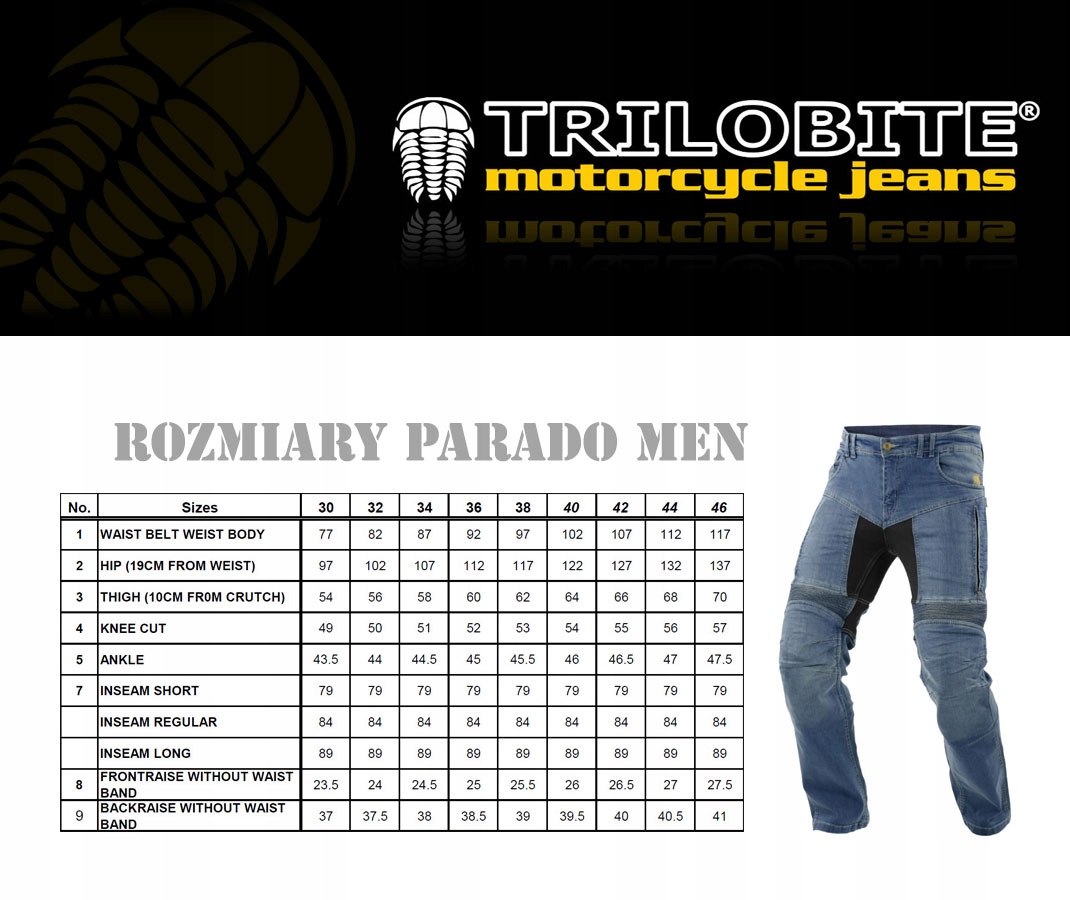 Jeansy motocyklowe TRILOBITE Parado | r.32 SLIM Rozmiar M