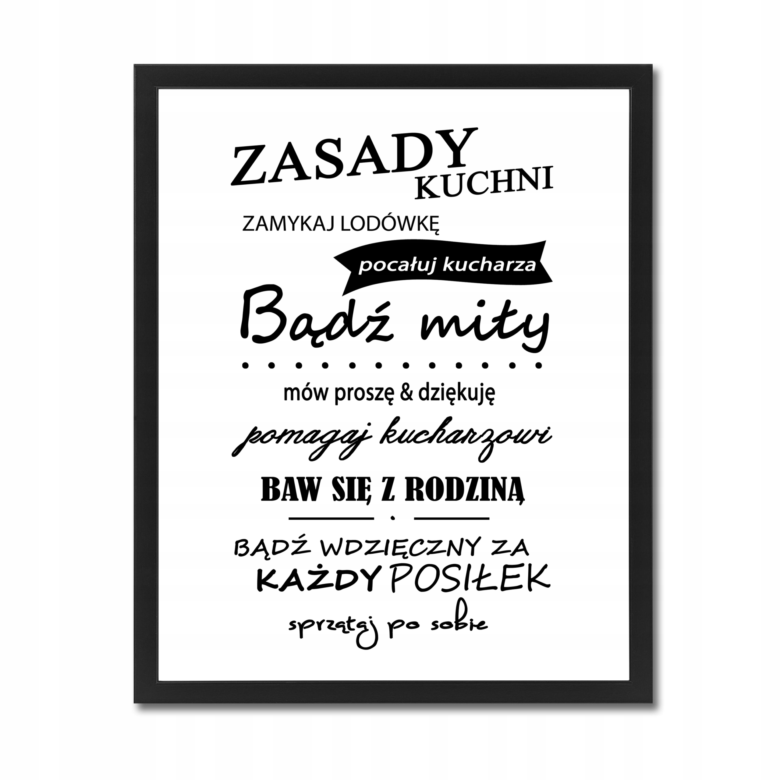 

Obraz z napisami plakat w ramce zasady kuchni