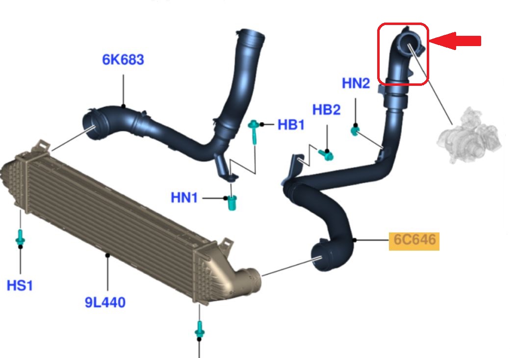 RURA TURBO INTERCOOLERA FORD 2.2TDCI AG916C646CD Numer katalogowy części 2506700013855