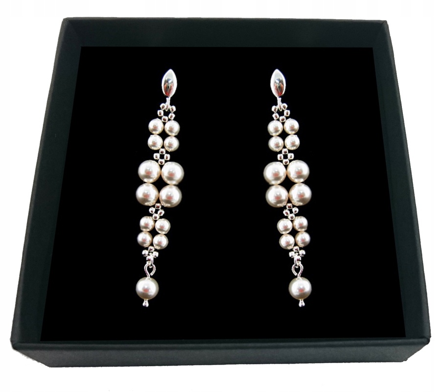 

Kolczyki srebrne z białymi perłami Swarovski 1687