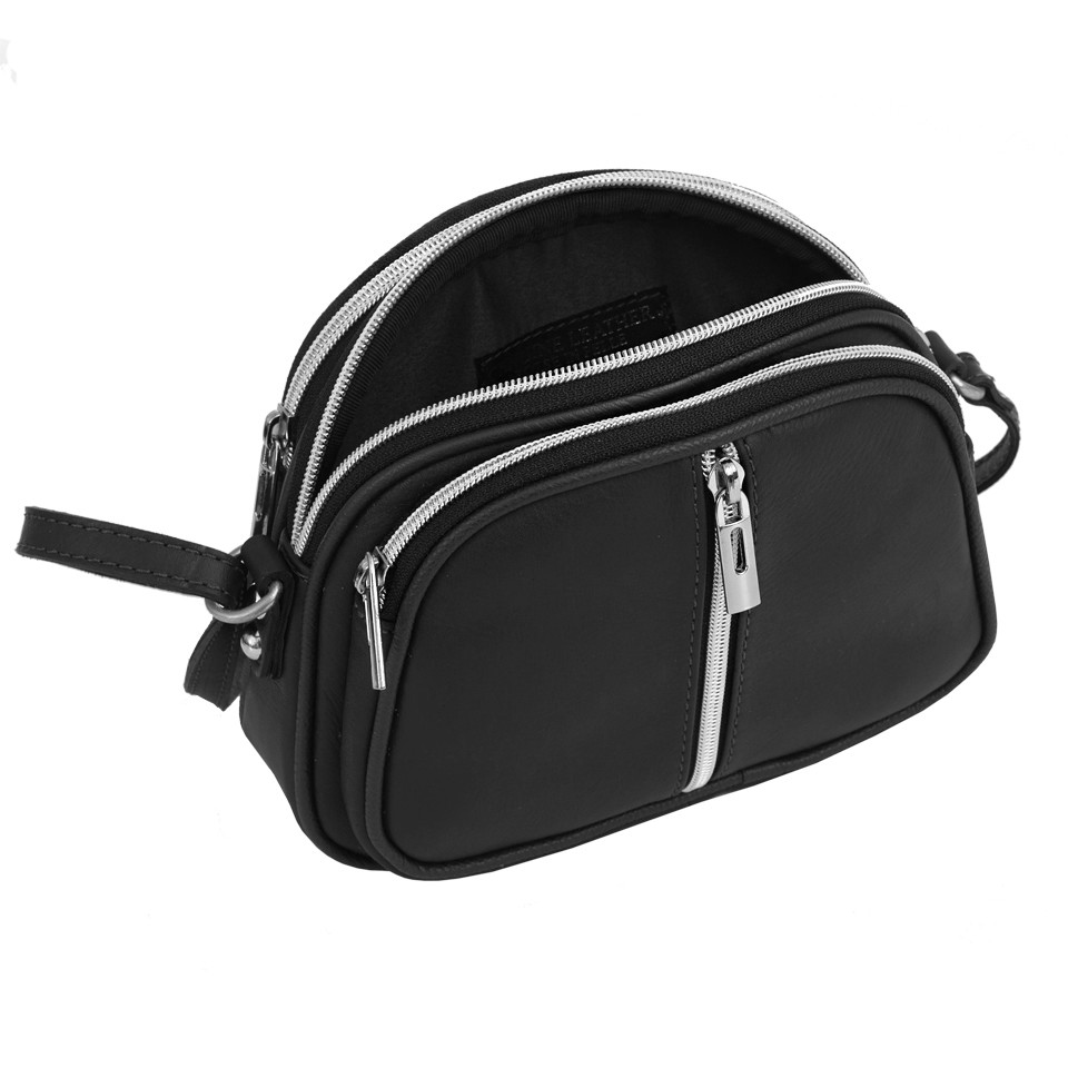 WŁOSKA CZARNA LISTONOSZKA SKÓRZANA TOREBKA MIĘKKA SKÓRA CIELĘCA VERA PELLE Kolor czarny