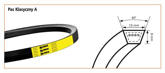 Pas pasek klinowy A-1350 STOMIL 13x8 A1350 A 1350 Numer katalogowy części A-1350