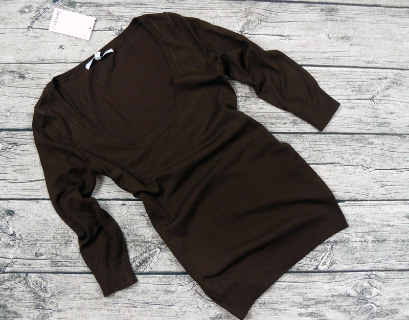 BERSHKA KLASYCZNY SWETER SWETEREK RĘKAW 3/4 BRĄZ M Płeć kobieta