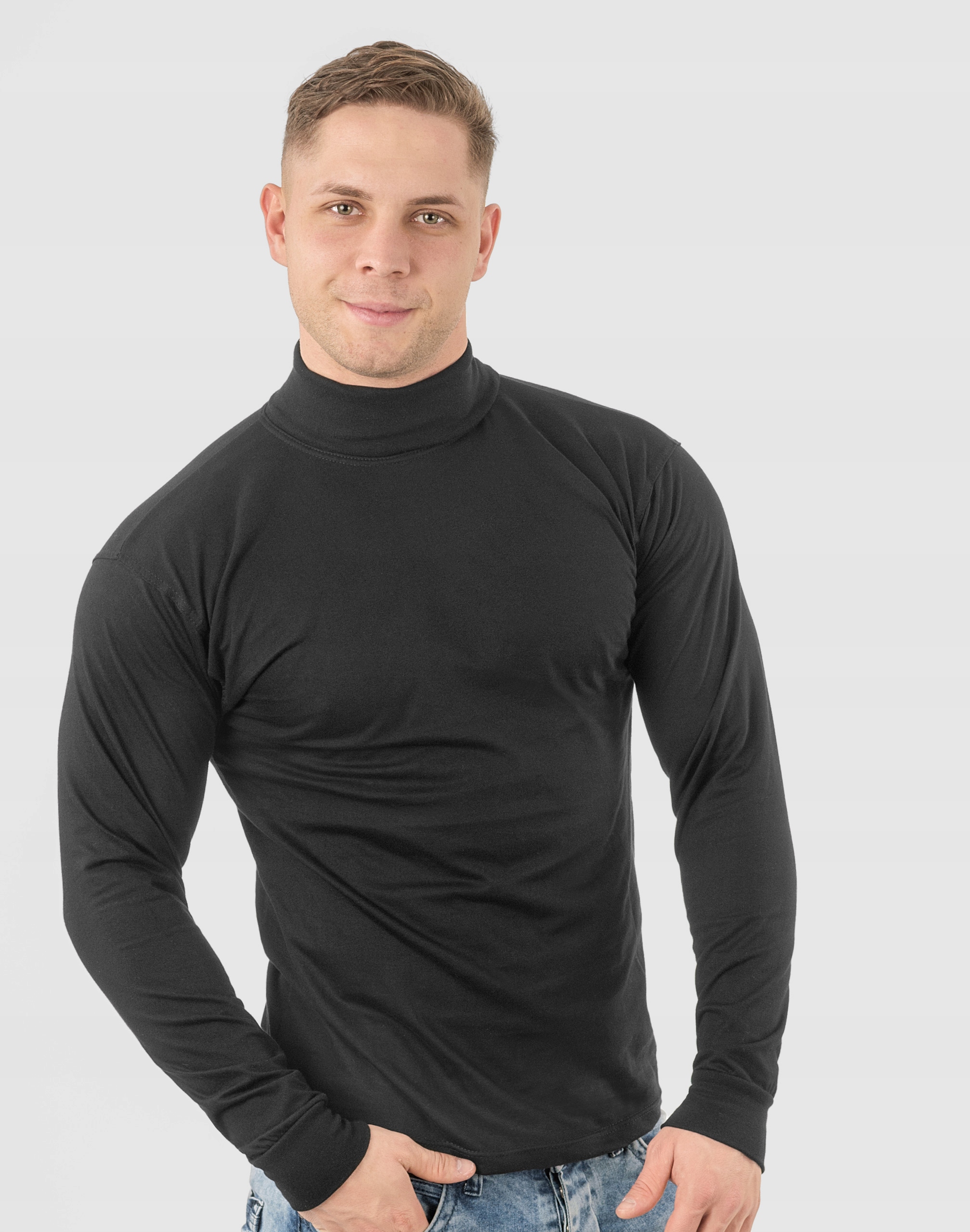 Elegancki Sweter Golf Męski Golfy WXM r XXL czarny Materiał dominujący bawełna