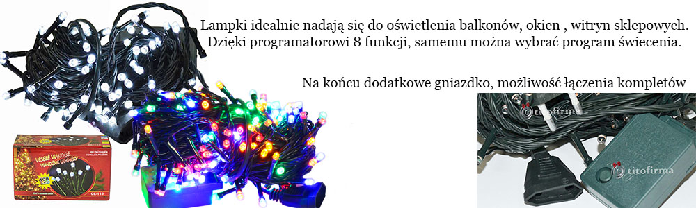 Lampki Choinkowe LED 100 Programator 8 KOLORÓW FV Marka inna