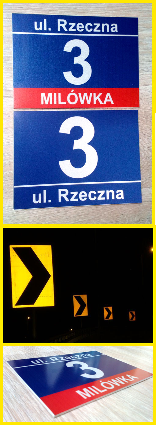 ODBLASK tabliczka ADRESOWA Z NUMEREM DOMU 30x21cm odblaskowa własny numer Marka bez marki