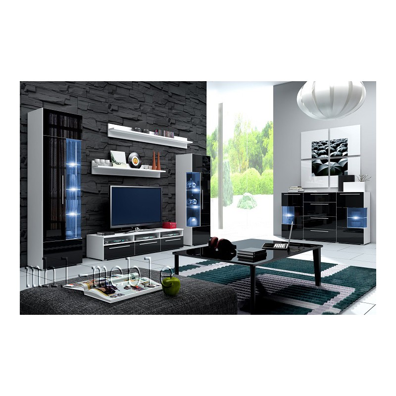 MEBLOŚCIANKA ROMA BIAŁY POŁYSK Z LED GRATIS! Marka MHL Meble