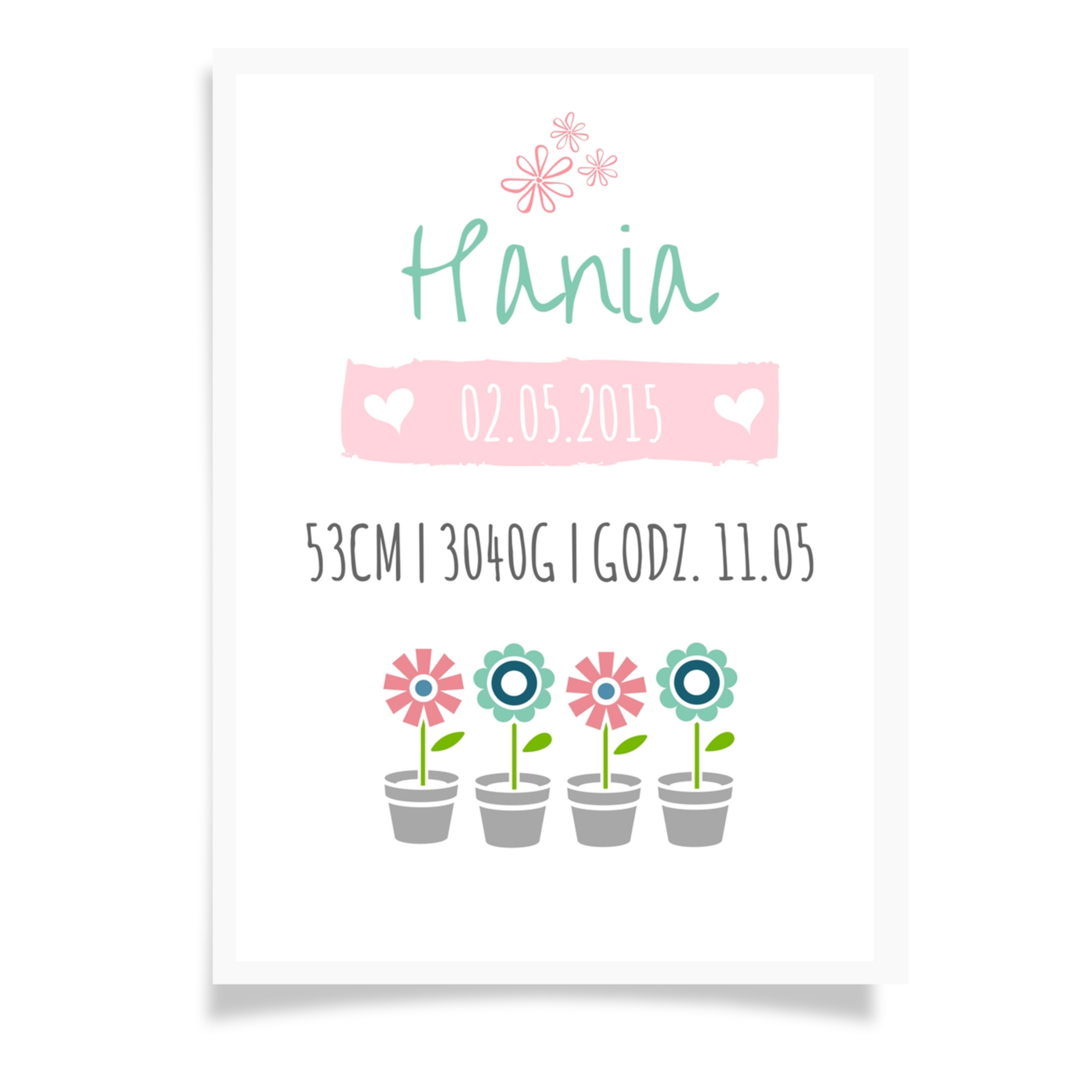 METRYCZKA, день РОЖДЕНИЯ, КРЕЩЕНИЕ, ФОРМАТ А4 + РАМКА