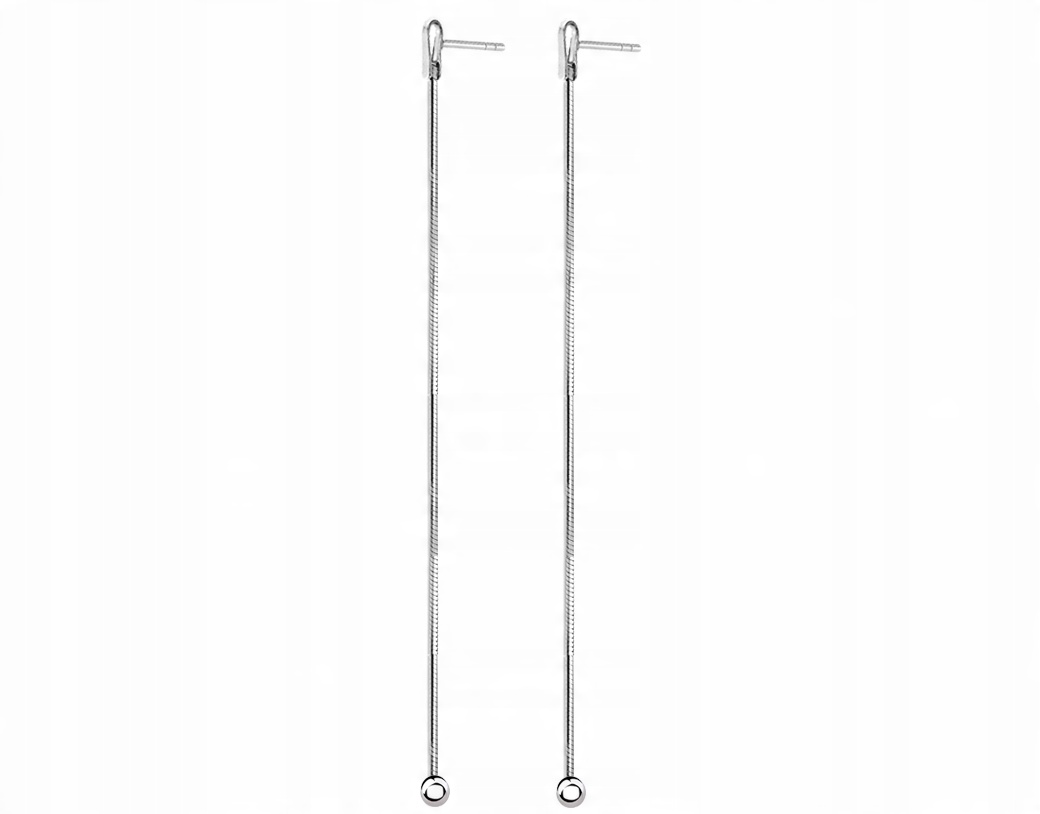

Srebrne Wiszące Kolczyki Łańcuszki 7cm Z Kulką 925