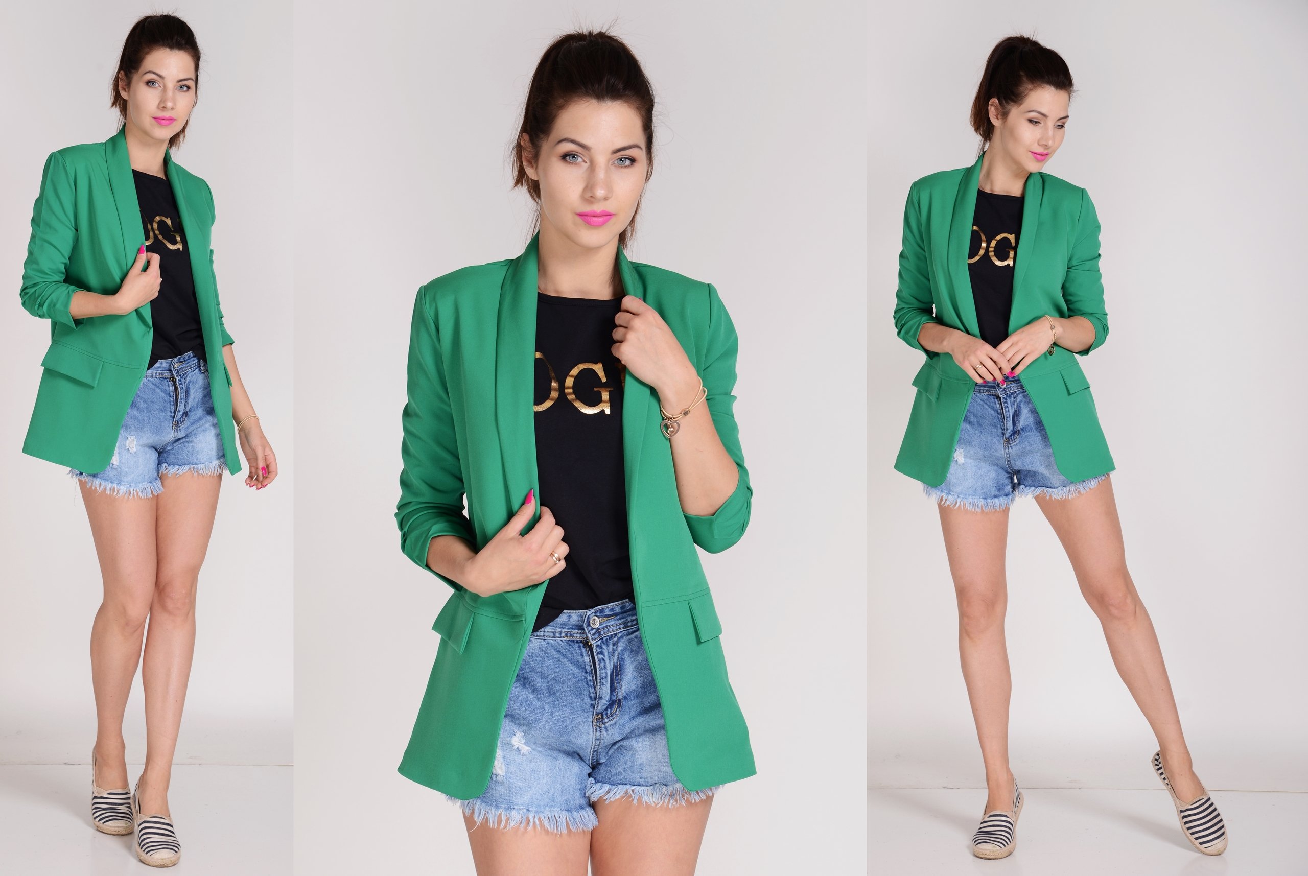 Elegancka MARYNARKA ŻAKIET klapy KOLORY Z1 L/40 Zapięcie brak