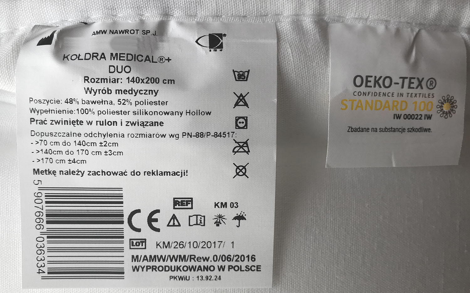 Kołdra Zimowa 140x200 na zimę MEDICAL DUO podwójna Długość 200 cm