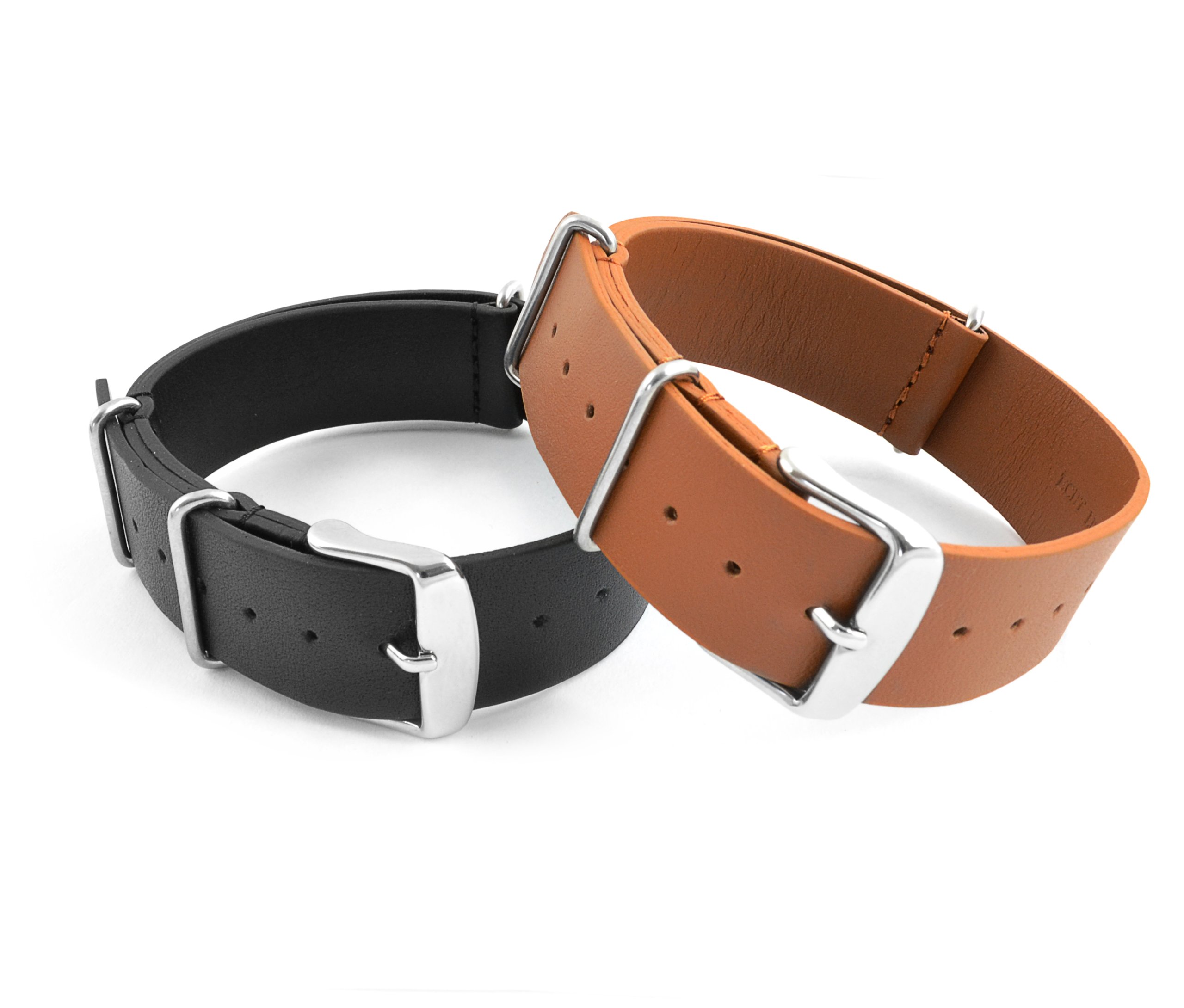 BRĄZOWY SKÓRZANY PASEK DO ZEGARKA NATO LEATHER 22 Grubość 2 mm