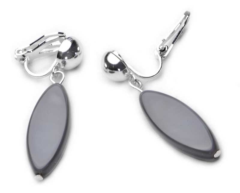 Klipsy Długie Szare Jablonex Wiszące Wesele Modne