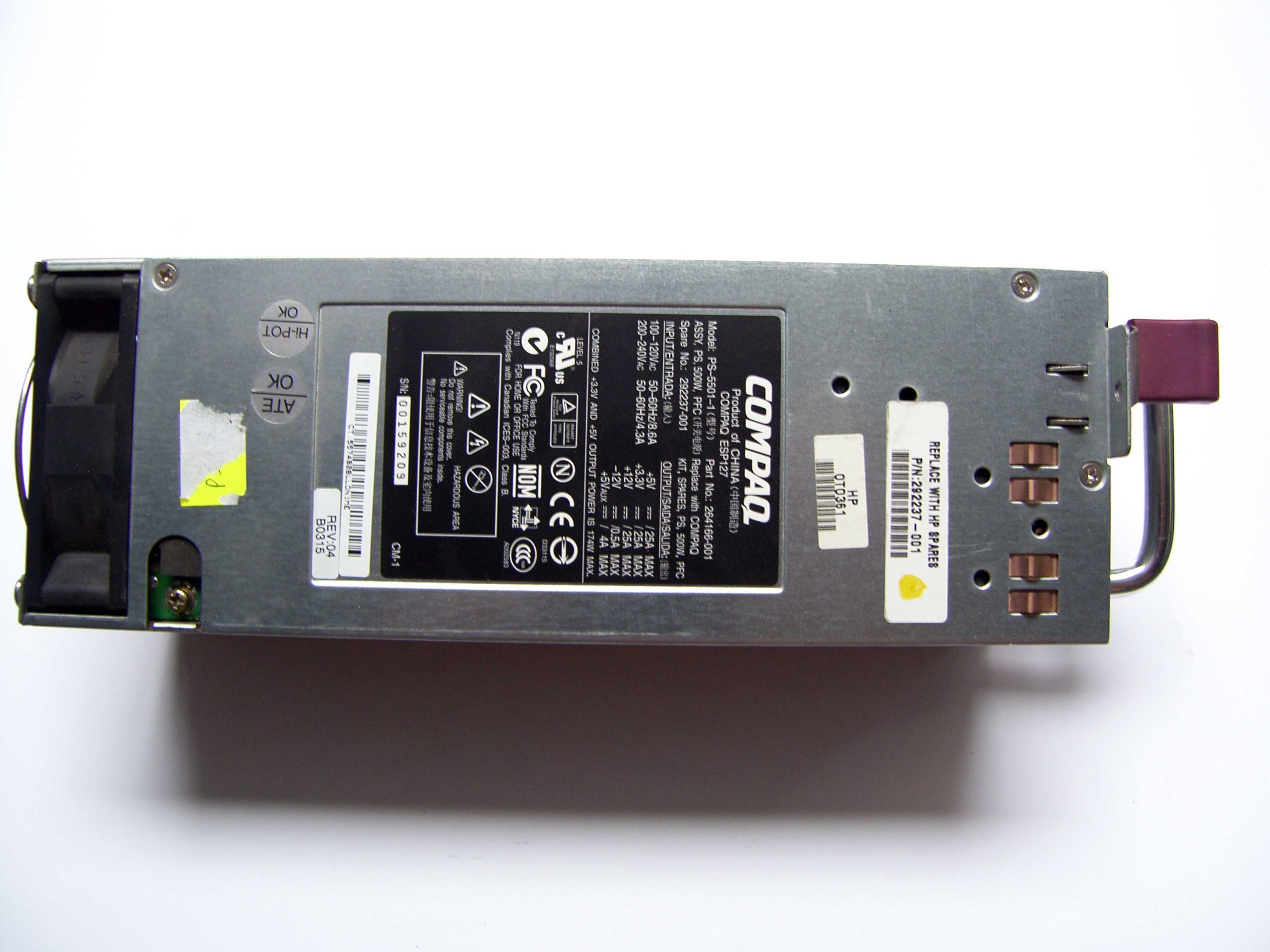 500W COMPAQ PS-5501-1 100% OK PsZ